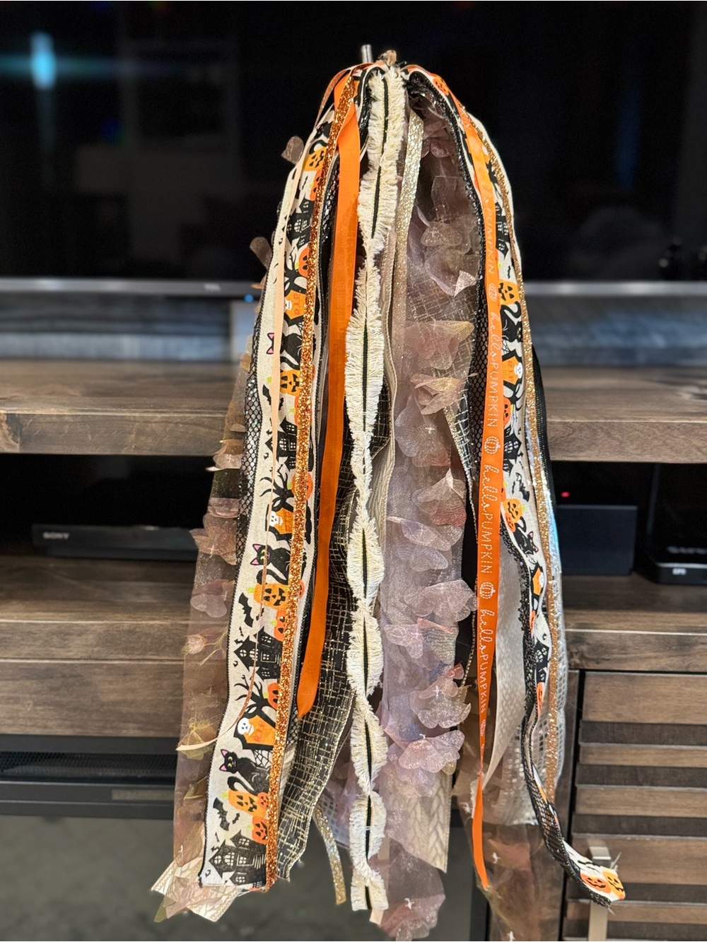 Halloween Ribbon Tassel Décor in Orange, Black, and Cream
